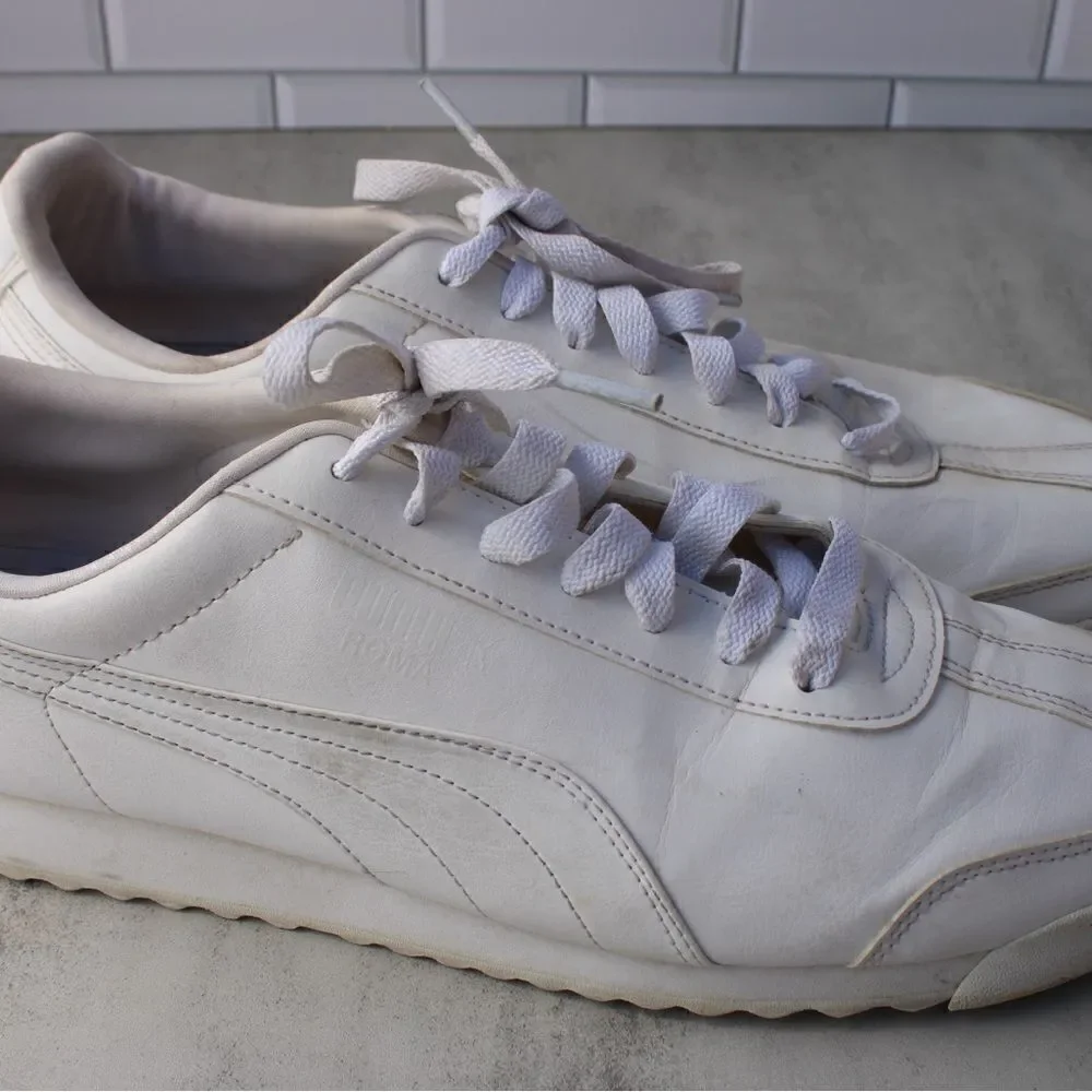 PUMA Roma Men's Basic White Shoes Size 14